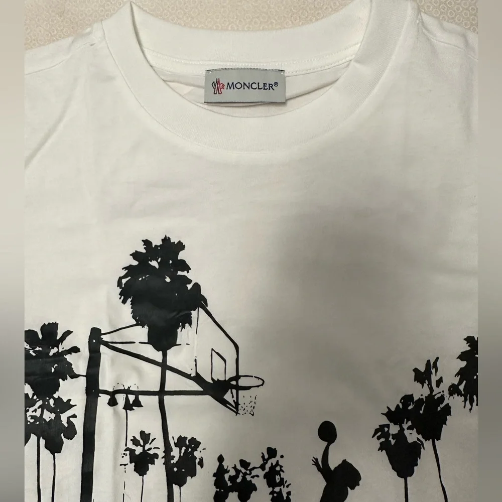 Moncler Graphic Print Cotton Tee, White, XS/S - Picture 6 of 8
